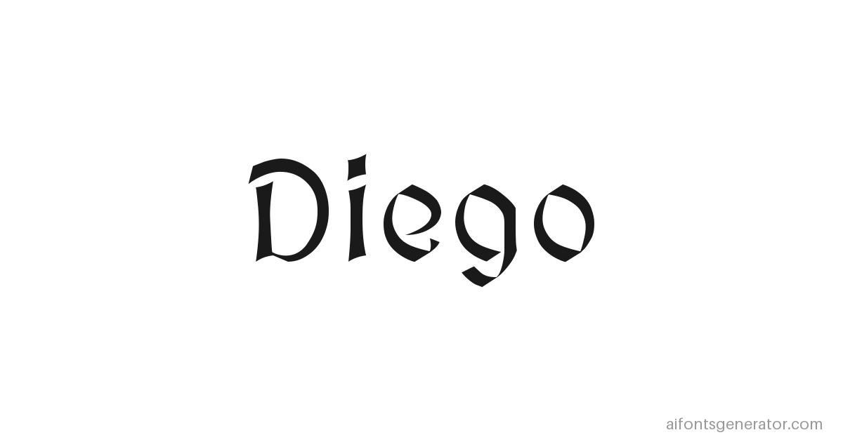 Diego written in chicano medieval sharp lettering